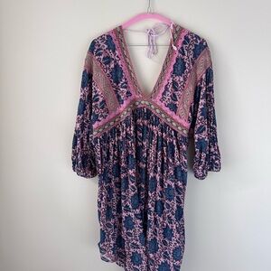 Free People Pink and Blue Boho Top